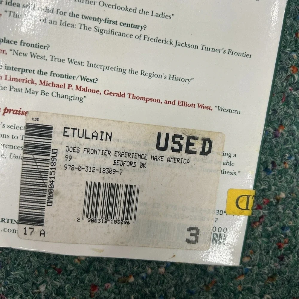 Does the Frontier Experience‎ Make America Exceptional? Etulain 1999 History